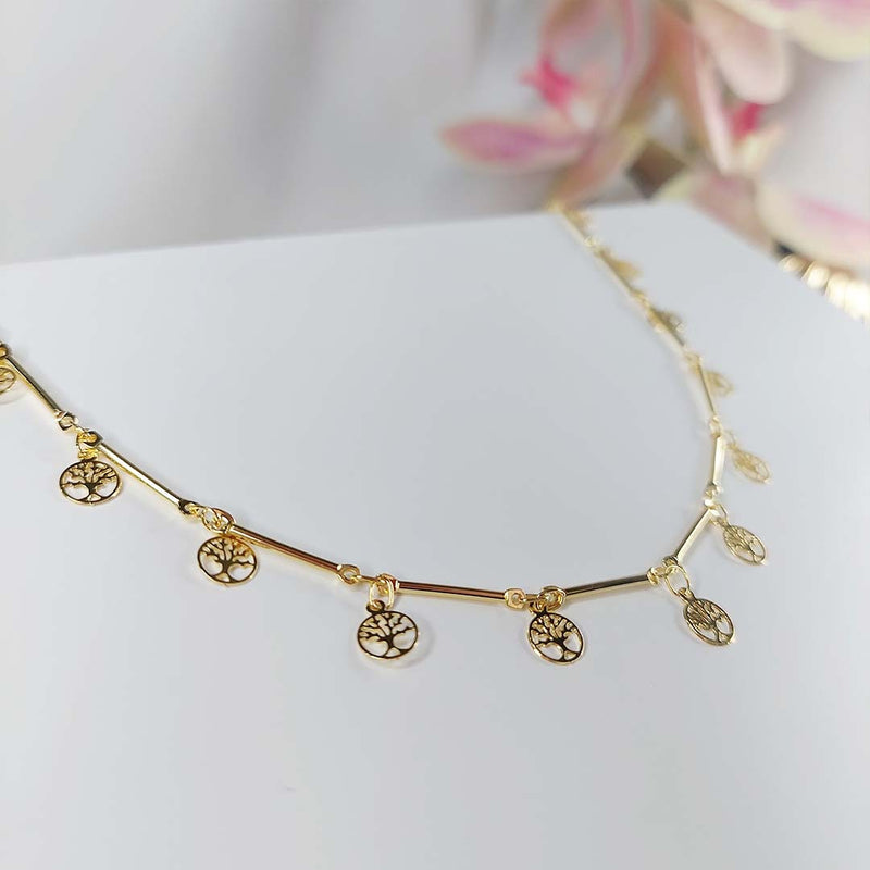 Choker árvores Da Vida Folheado Em Ouro 18k