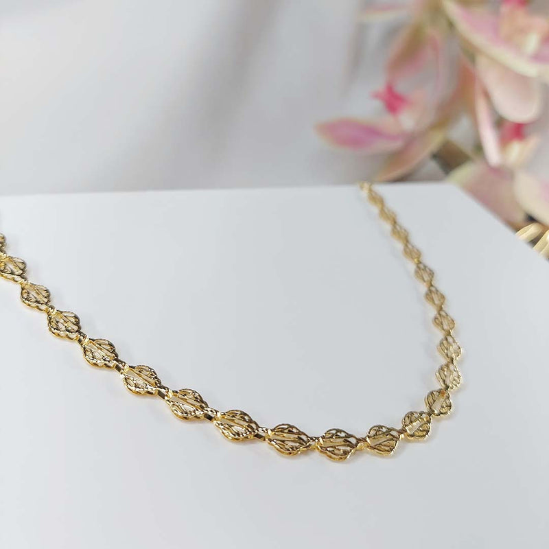 Choker Com Folhas Folheado Em Ouro 18k