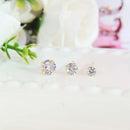 Trio De Brincos Zircônia Folheado Em Ouro 18k
