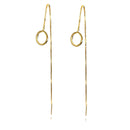 Brinco De Fio Com Circulo Vazado Folheado Em Ouro 18k