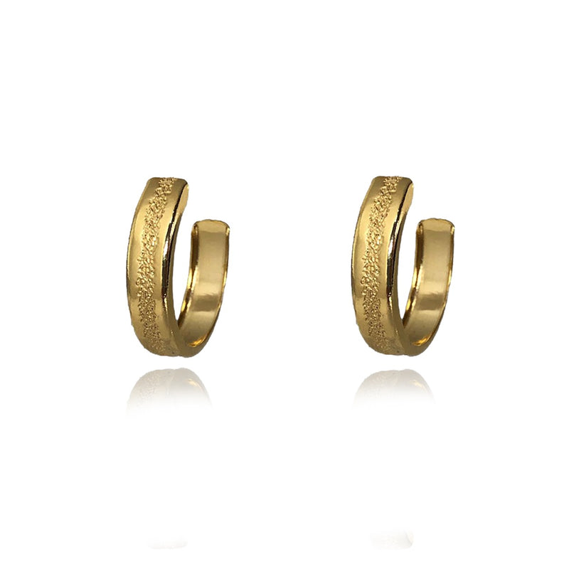 Brinco Argola Trabalhada Folheado Em Ouro18k