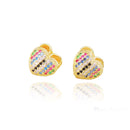 Brinco Argolinha Coração Com Mini Zirconias Coloridas