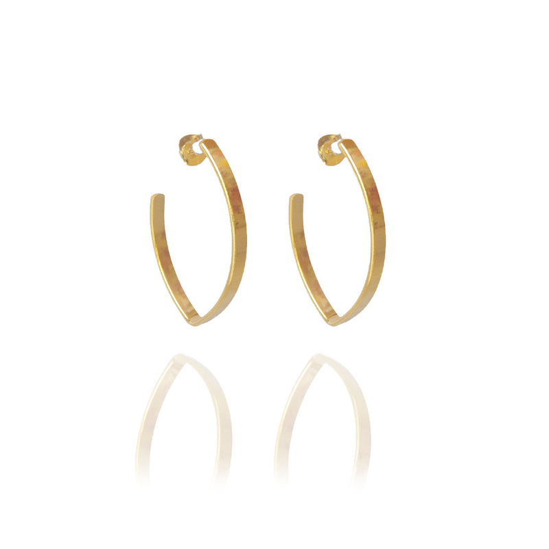 Brinco Argola Oval Folheado A Ouro 18k