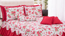 Kit Colcha Cobre Leito Belize Casal Queen 06 Pçs Floral Vermelho
