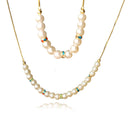 Conjunto De Pulseira E Colar De Pérolas Com Elos De Zircônias Coloridas