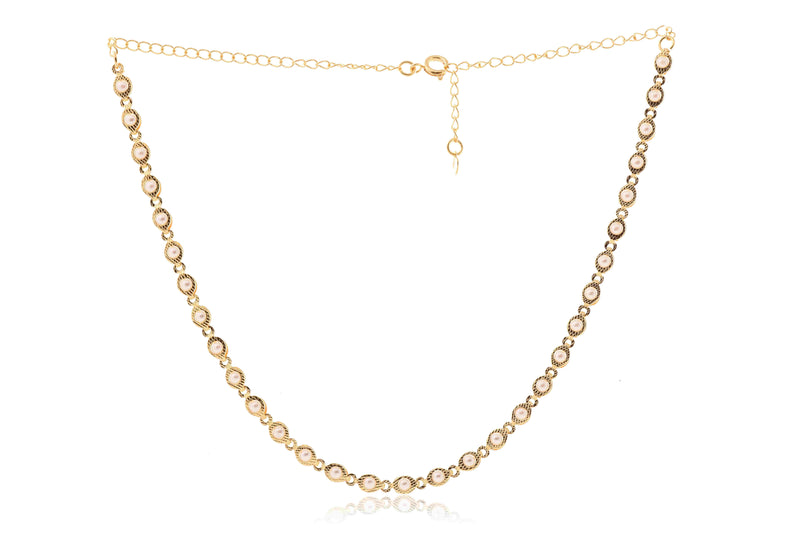 Choker Com Corrente De Mini Pérolas Folheado Em Ouro 18k