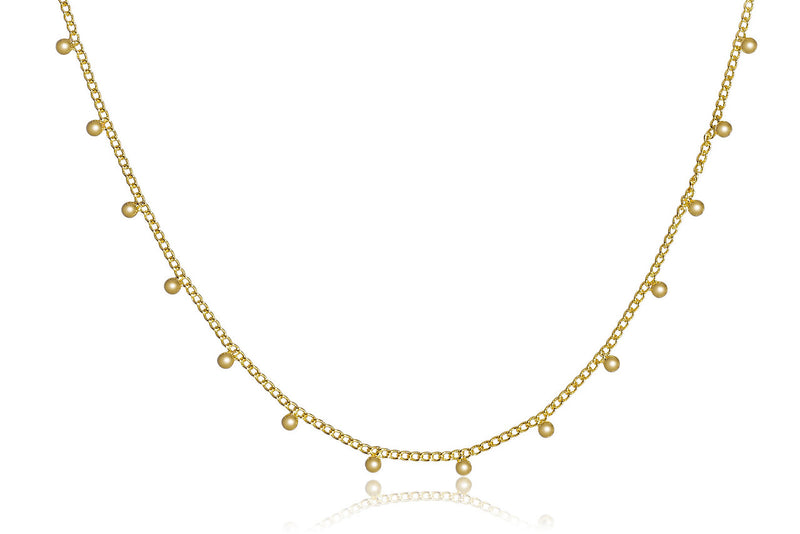 Choker Corrente Com Bolinha Lisa Folheado A Ouro 18k