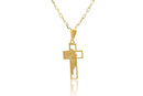 Colar Com Pingente De Cruz E Face De Jesus Folheado Em Ouro 18k