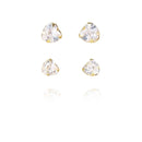 Brinco Duo Com Coração De Zircônia Folheado Em Ouro 18k
