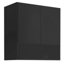 Armário Aéreo Duas Portas Com Nicho Preto Em Mdf