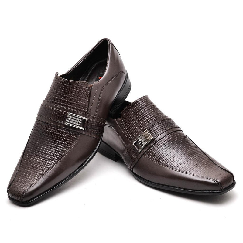 Sapato Casual Conforto Couro Marrom 013