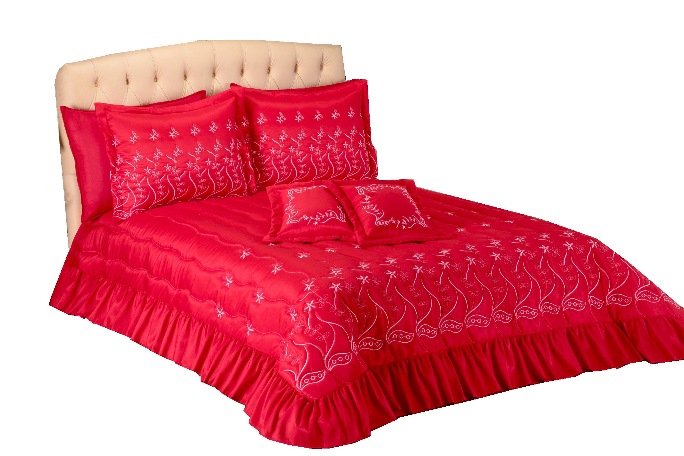 Cobre Leito Alice 07 Pçs Queen Vermelho