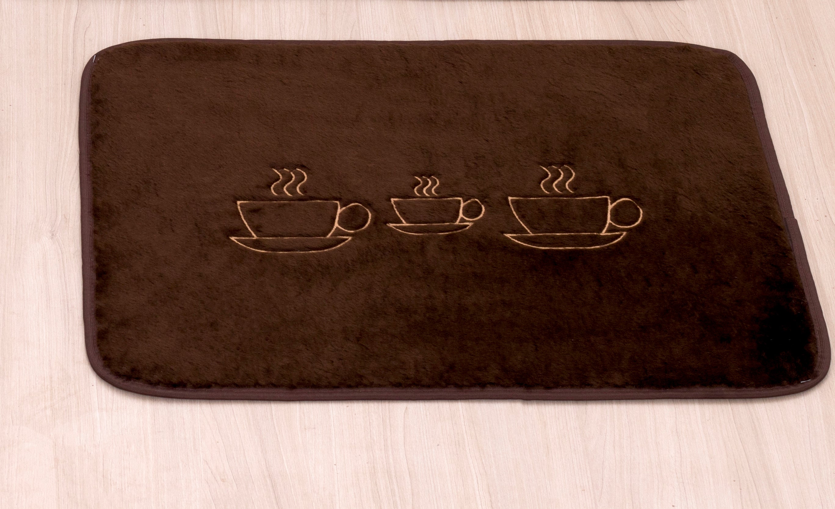 Kit De Tapetes De Cozinha Passadeira Gourmet Marrom 03 Peças