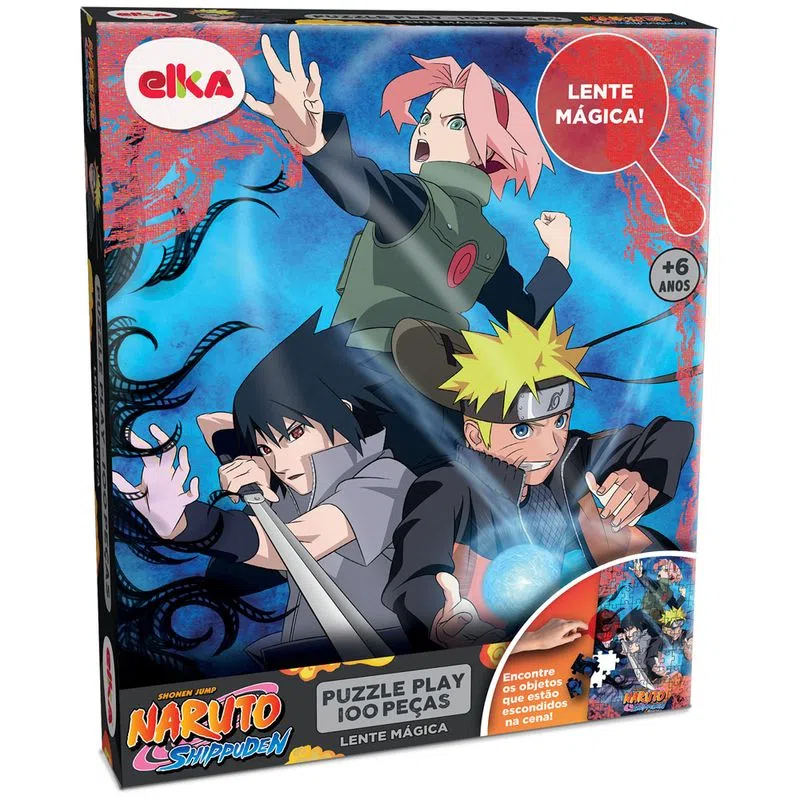 Puzzle Play 100 Peças Naruto Shippuden Com Lente Mágica