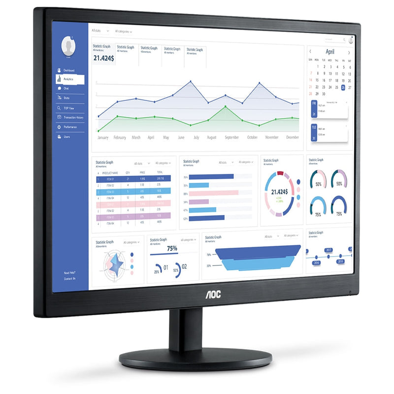 Monitor Aoc 21.5' Led, Wide, Full Hd, Hdmi/vga, Vesa - E2270swhen