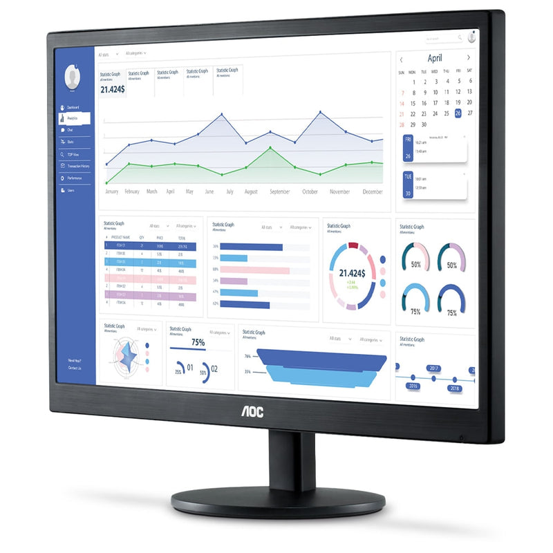 Monitor Aoc 21.5' Led, Wide, Full Hd, Hdmi/vga, Vesa - E2270swhen