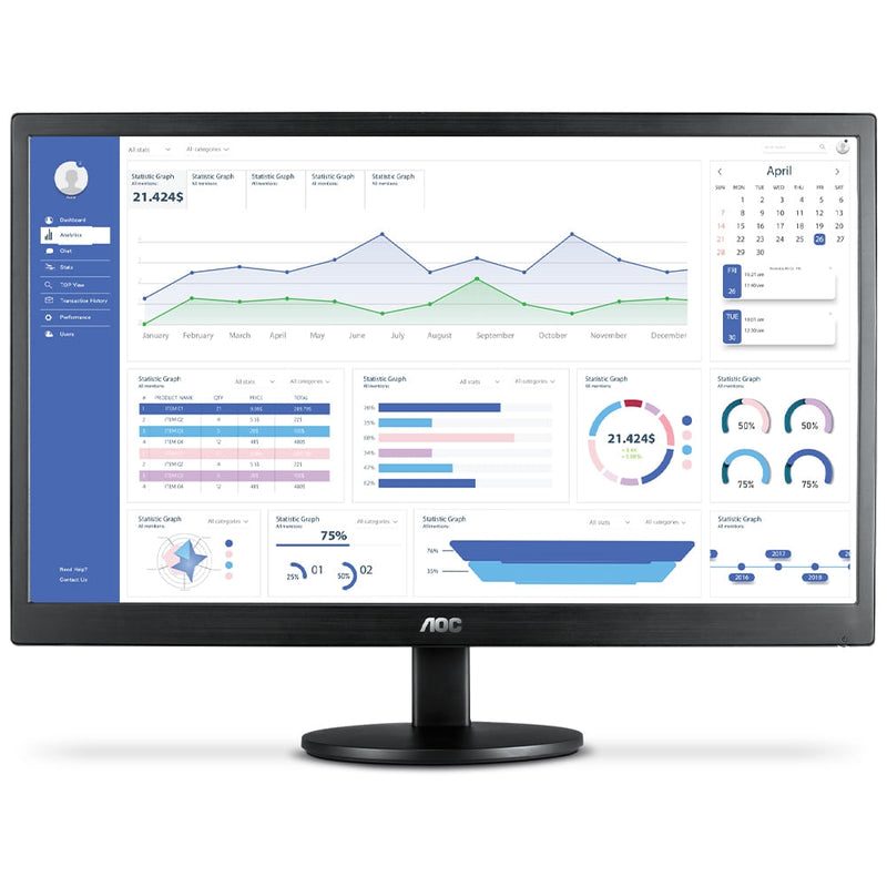 Monitor Aoc 18,5 Led E970swhnl, Hdmi, Vga