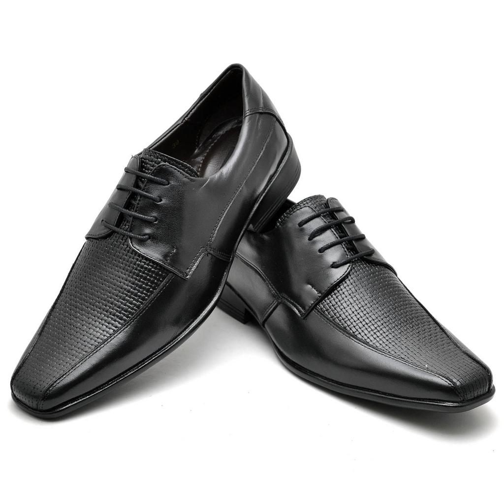 Sapato Casual Conforto Couro Preto 014