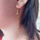 Brinco De Fio Com Ponto De Luz Folheado Em Ouro 18k