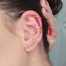 Brinco Ear Cuff Mini Estrelas Vazados Folheado Em Ouro 18k