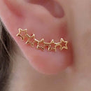 Brinco Ear Cuff Mini Estrelas Vazados Folheado Em Ouro 18k