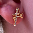Brinco Fé Com Zircônias Folheado A Ouro 18k