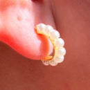 Brinco Semi Círculo De Pérolas Folheado A Ouro 18k