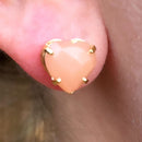 Brinco De Coração De Zircônia Rosa Folheado A Ouro 18k