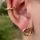 Piercing Fake Trançado Folheado A Ouro 18k