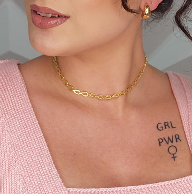 Choker Com Gotinhas Folheado Em Ouro 18k