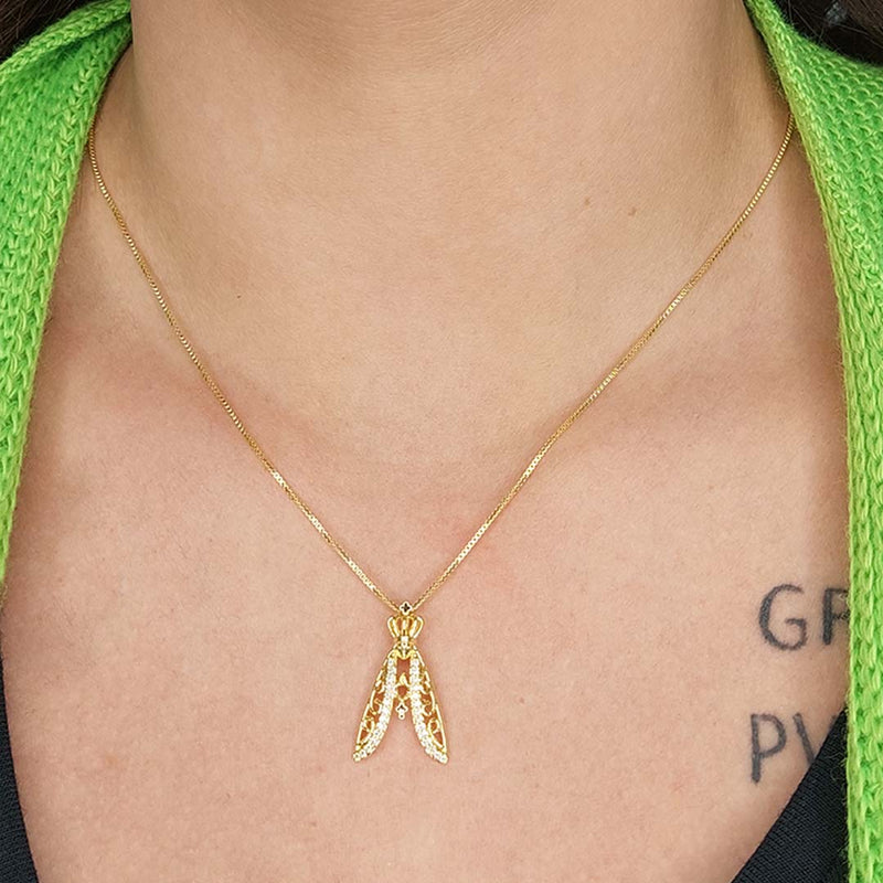 Colar Nossa Senhora Com Zircônias Folheado Em Ouro 18k