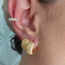 Duo De Argolas Grossas Trabalhadas Folheado Em 18k