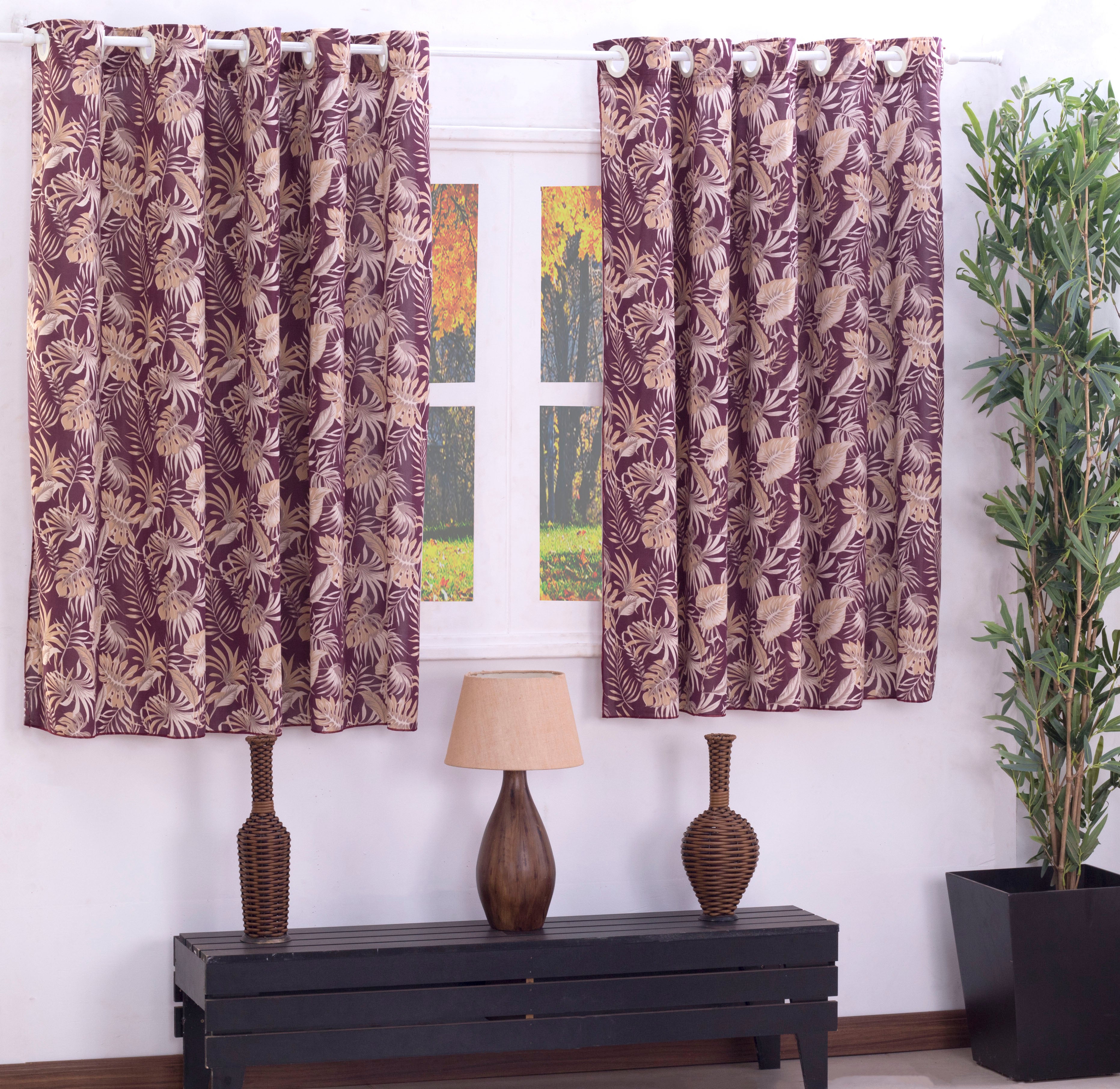 Cortina De Malha Estampada 2,00 Metros Floral Vinho