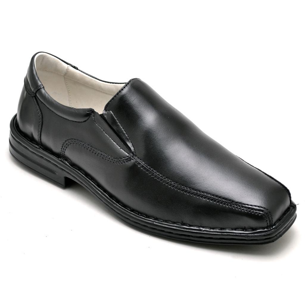 Sapato Casual Conforto Couro Preto 1010