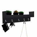 Porta Chave Com Prateleira Preto Em Mdf
