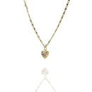 Pulseira Com Coração De Zircônias Coloridas Folheado A Ouro 18k