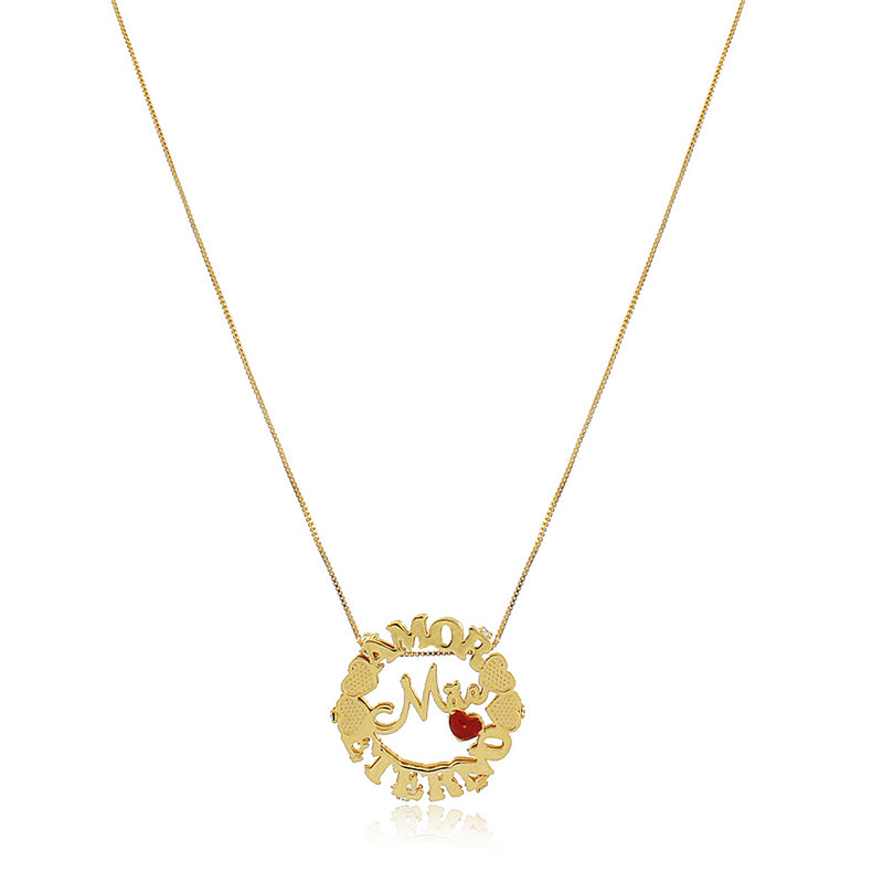 Colar Personalizado Mandala Mãe Amor Eterno Folheado Em Ouro 18k