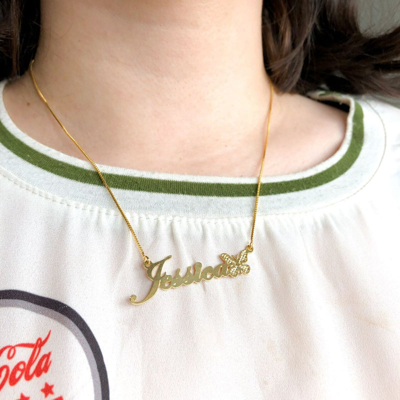 Colar Personalizado Com Nome Folheado Em Ouro 18k