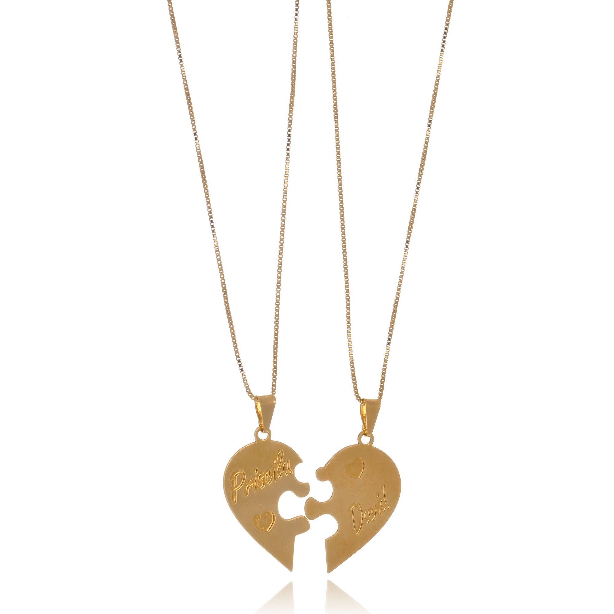 Colar Personalizado Metades Que Se Completam Folheado Em Ouro 18k