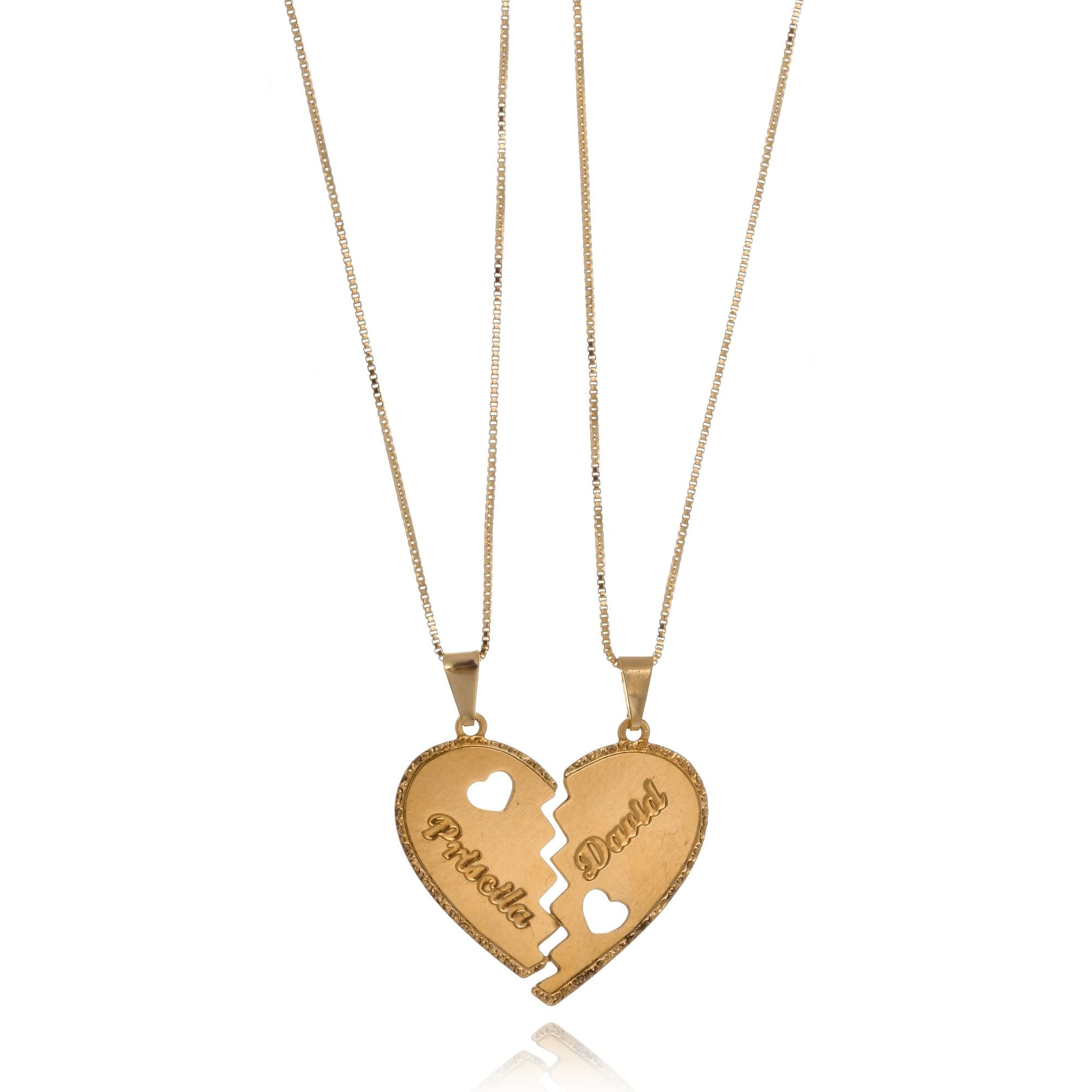 Colar Personalizado Metades Que Se Completam Folheado Em Ouro 18k