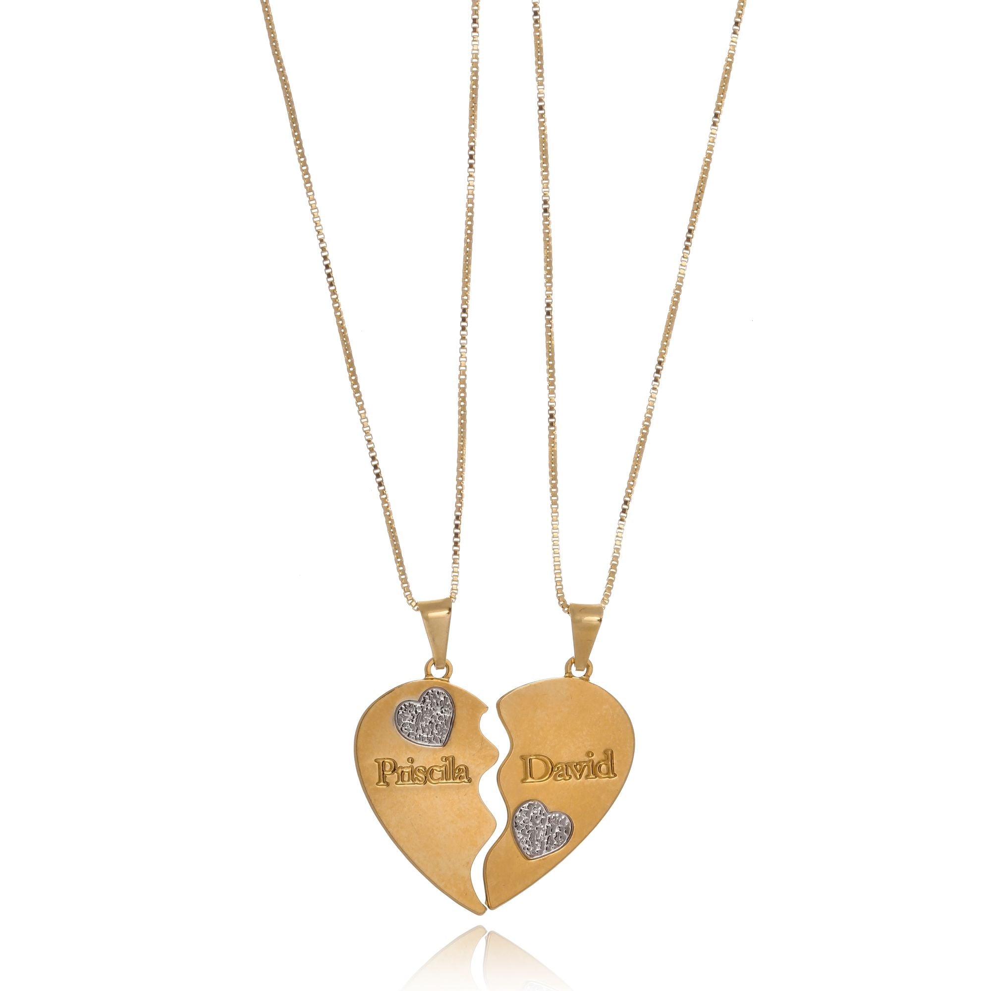 Colar Personalizado Metades Que Se Completam Folheado Em Ouro 18k