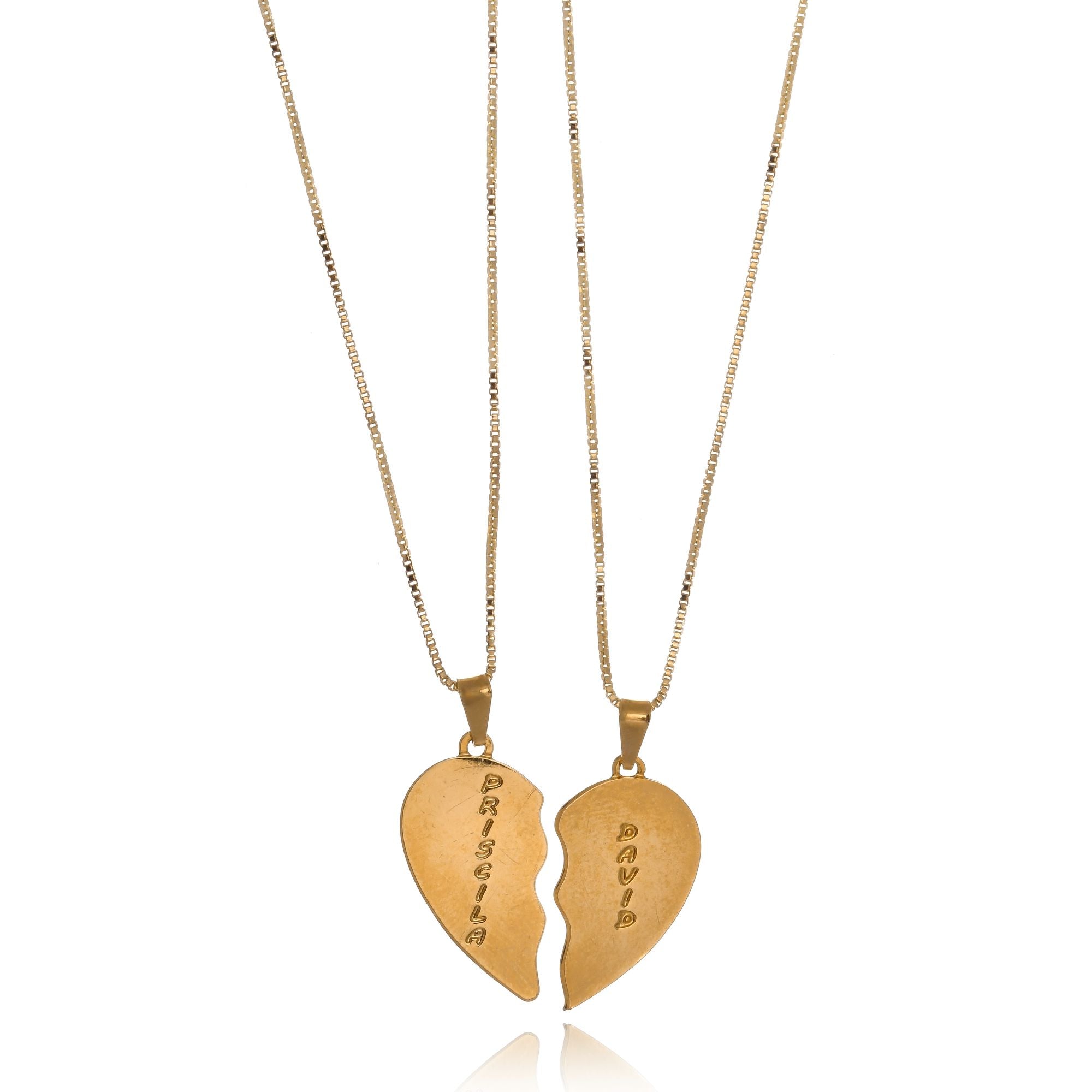 Colar Personalizado Metades Que Se Completam Folheado Em Ouro 18k
