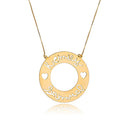 Colar Personalizado Mandala Vazado Com Nome E Mini Corações Folheado Em Ouro 18k