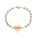 Pulseira De Pérolas Com Coração E Nome Gravado Folheado Em Ouro 18k