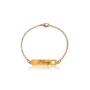 Pulseira Personalizada Com Nome Chapado E Símbolo Lateral Folheado Em Ouro 18k