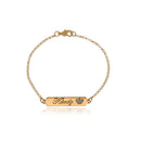 Pulseira Personalizada Com Nome Chapado E Símbolo Lateral Folheado Em Ouro 18k