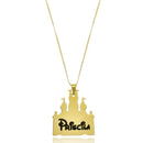 Colar Personalizado Castelo Da Disney Nome Folheado Em Ouro 18k
