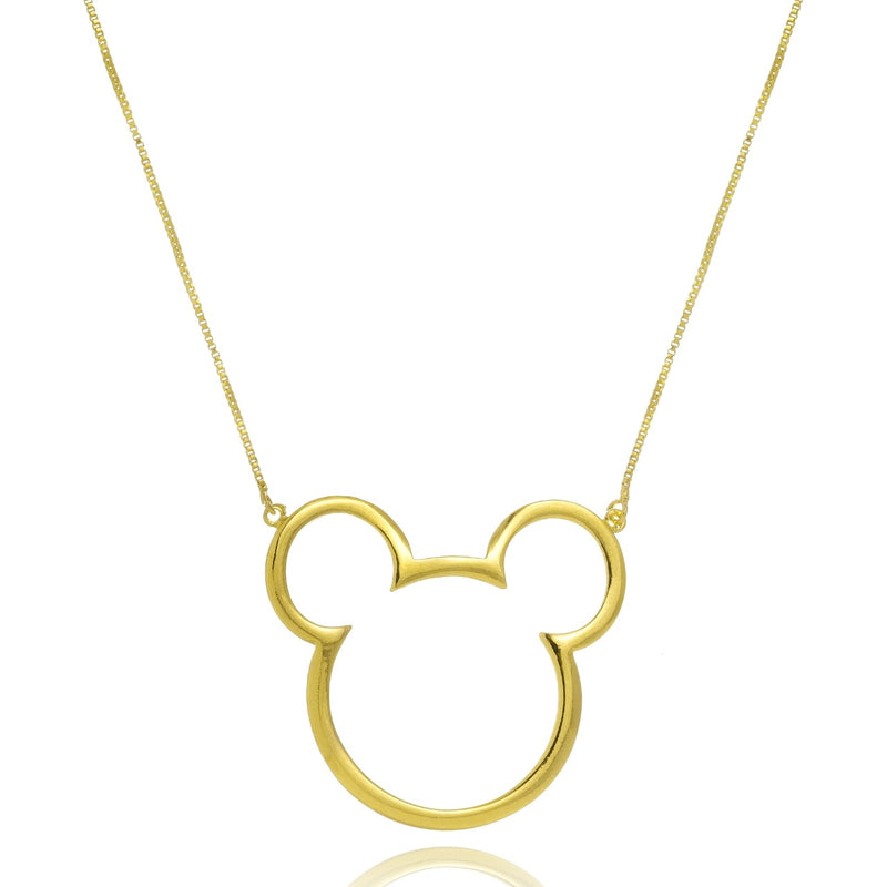 Colar Personalizado Mickey E Minnie Vazado Folheado Em Ouro 18k