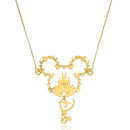 Colar Personalizado Mickey Com Castelo No Meio E Nome Folheado Em Ouro 18k