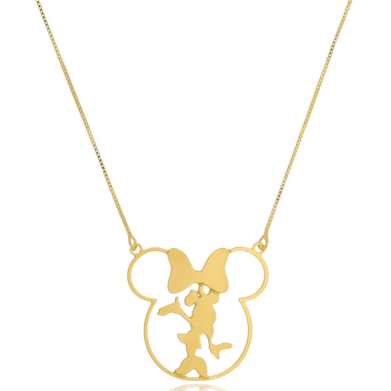 Colar Personalizado Minnie No Meio Folheado Em Ouro 18k